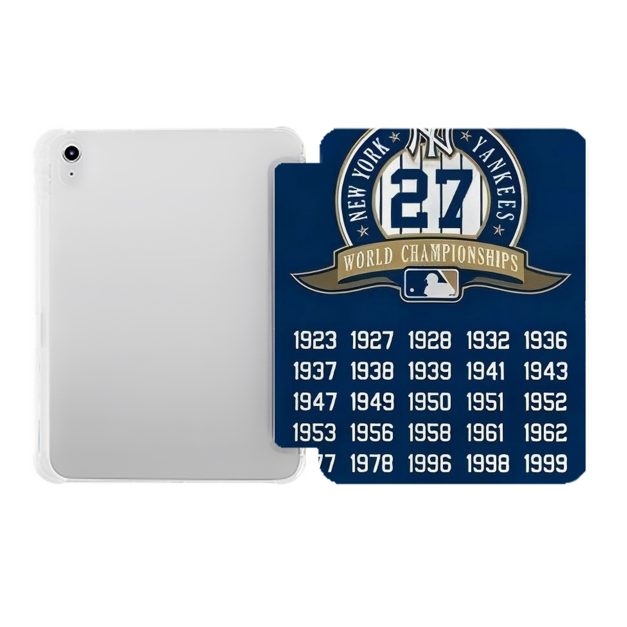 New York Yankees 144 Premium Tri-Fold PU Leather & Silicone IPad Case With Pencil Slot – Fits 9.5,10.5,10.9 – Adjustable Stand, Slim, Protective